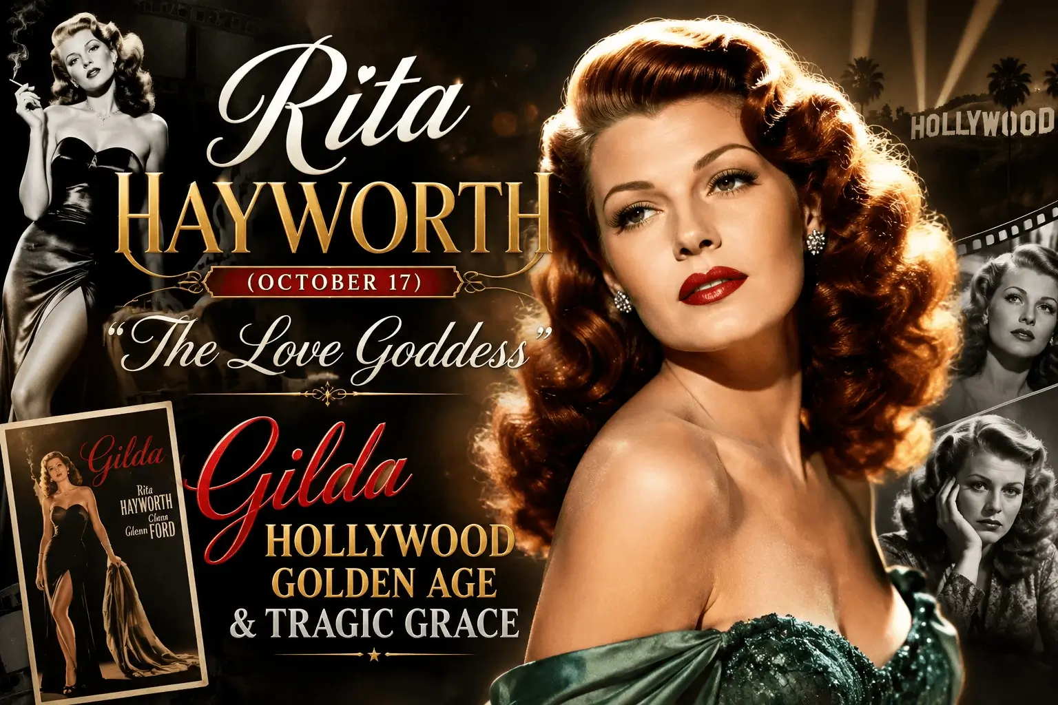 Rita Hayworth (October 17): "The Love Goddess", Gilda, Hollywood Golden Age & Tragic Grace — Celebration Guide & Ideas