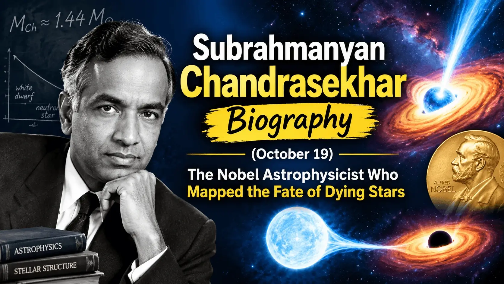 Subrahmanyan Chandrasekhar Biography (October 19): The Nobel Astrophysicist Who Mapped the Fate of Dying Stars — Memorial & Retrospective Guide