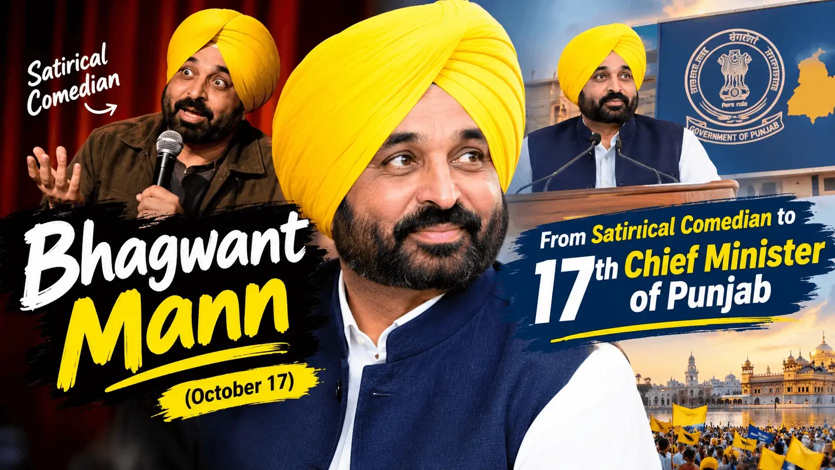 Bhagwant Mann (October 17): From Satirical Comedian to 17th Chief Minister of Punjab — Celebration Guide & Ideas