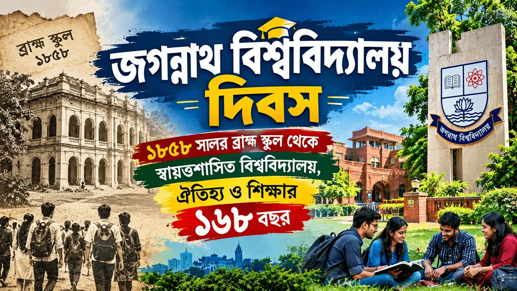 জগন্নাথ বিশ্ববিদ্যালয় দিবস: ১৮৫৮ সালের ব্রাহ্ম স্কুল থেকে স্বায়ত্তশাসিত বিশ্ববিদ্যালয়, ঐতিহ্য ও শিক্ষার ১৬৮ বছর — Related Celebration Guide