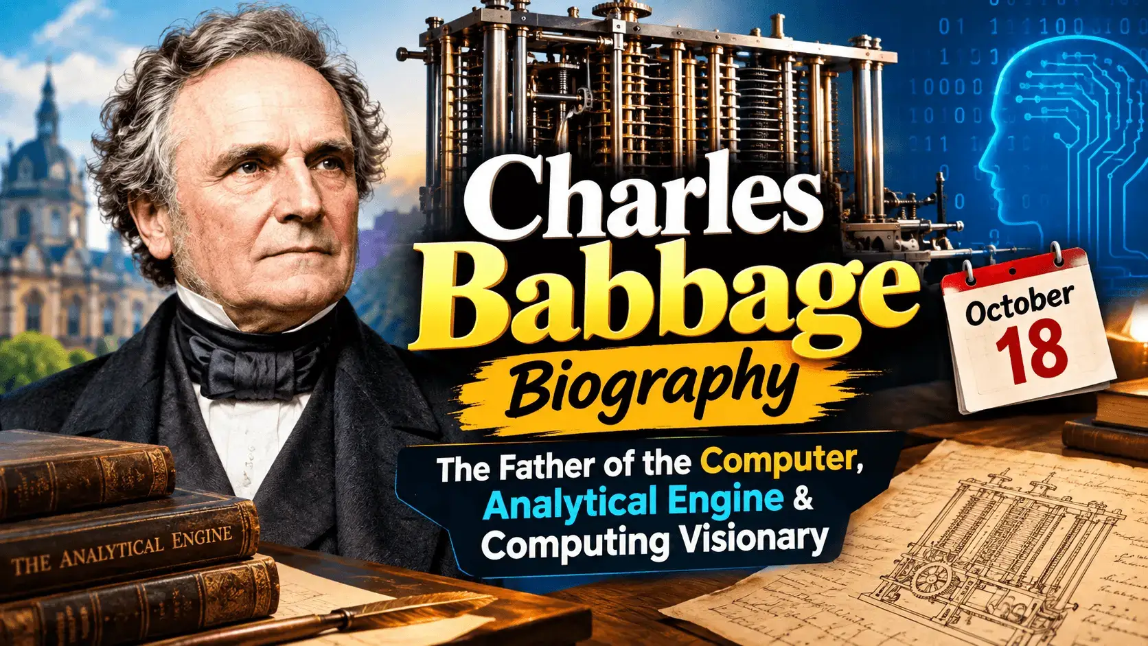 Charles Babbage Biography (October 18): The Father of the Computer, Analytical Engine & Computing Visionary — Memorial & Retrospective Guide