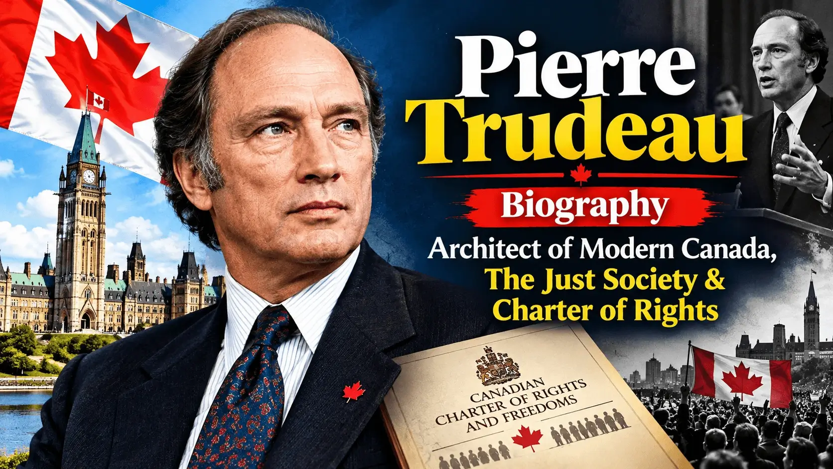 Pierre Trudeau Biography (October 18): Architect of Modern Canada, The Just Society & Charter of Rights — Celebration Guide & Ideas